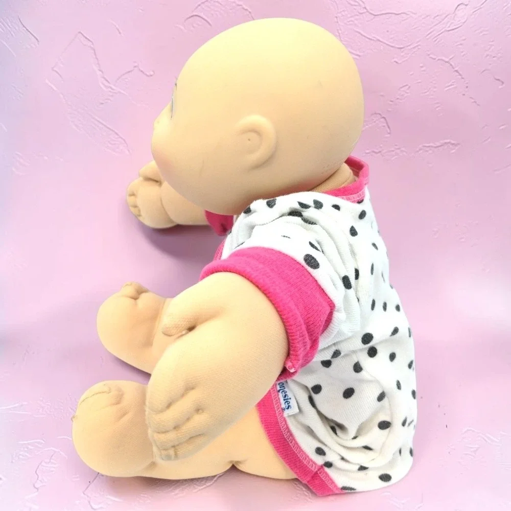VTG 80s Cabbage Patch Kids Preemie Doll Bald Blue Eyes Polka Dot Onesie CPK 1984